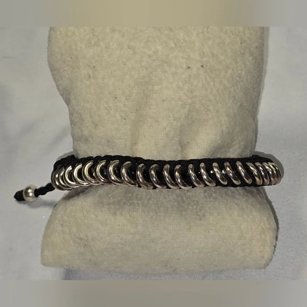 Links of‎ London Silver and Black Authentic Sweetie Friendship Bracelet